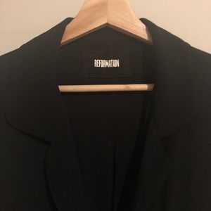 Reformation black button down dress